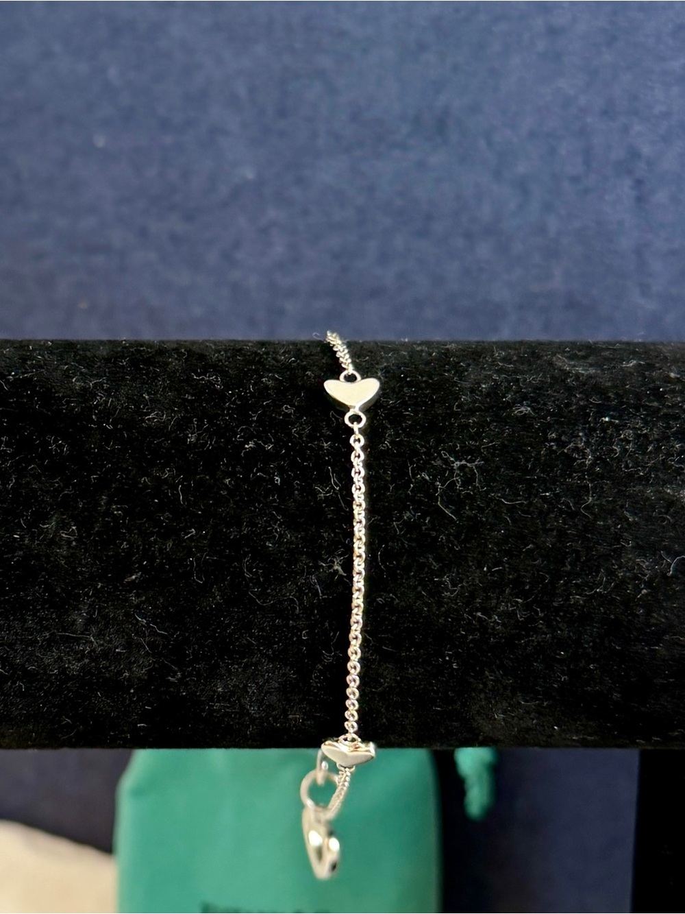 TIFFANY & CO. Sterling Silver Open Mini Solid 4 Hearts Bracelet; 7.75” w/ COA - Picture 3 of 14